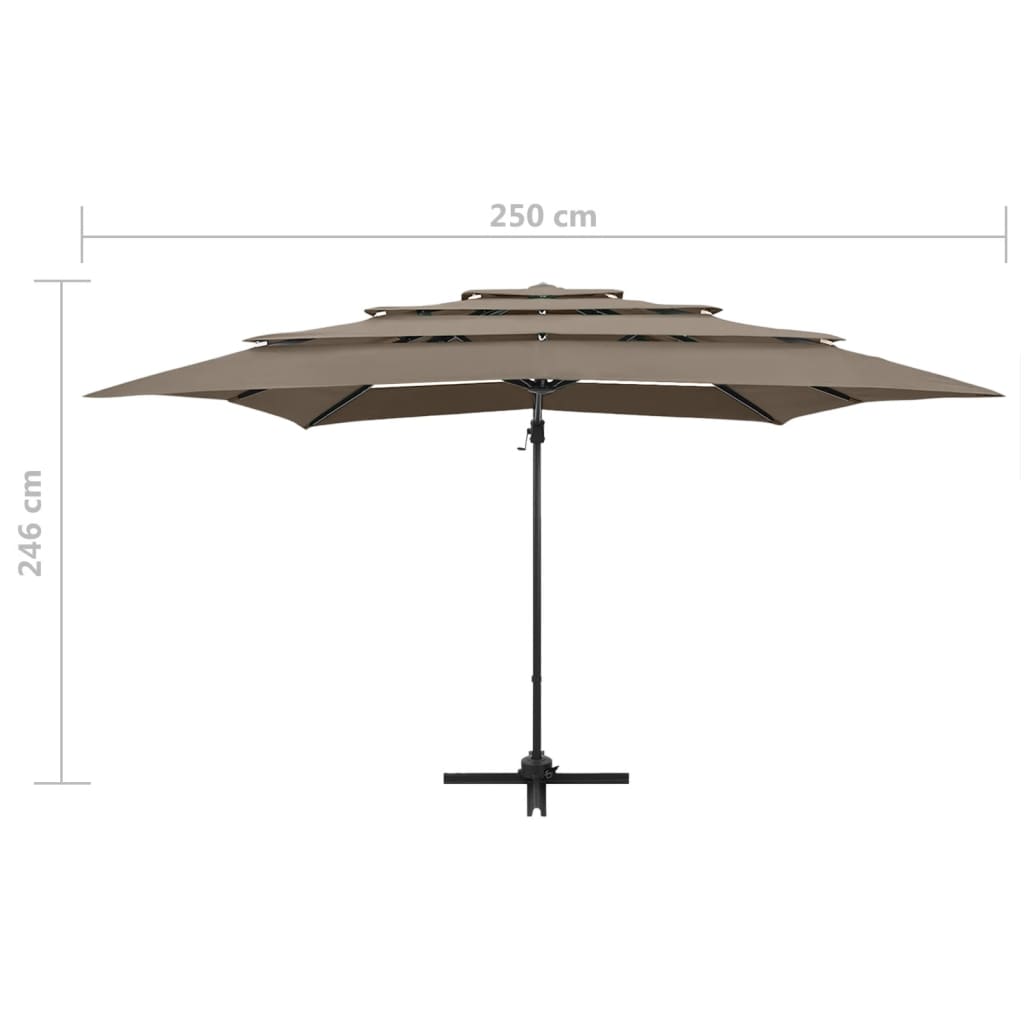 vidaXL 4 szintes tópszínű napernyő alumíniumrúddal 250 x 250 cm
