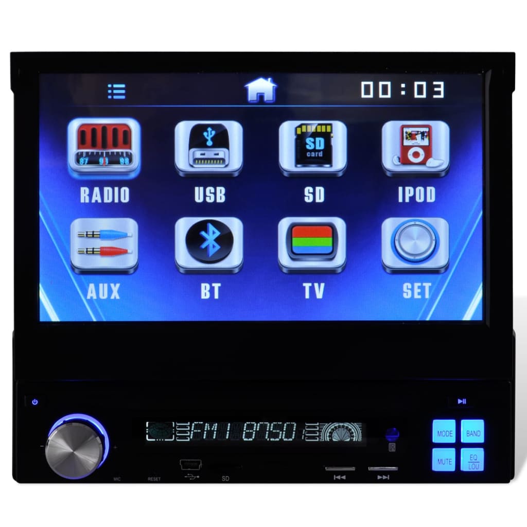 Érintős Autó Sztereó 1 DIN 7 MP3 Média lejátszó Bluetooth