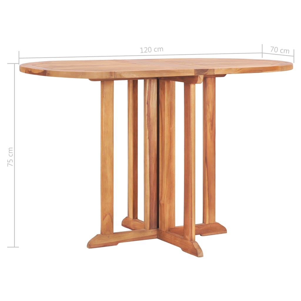 vidaXL tömör tíkfa lehajtható lapú kerti asztal 120 x 70 x 75 cm