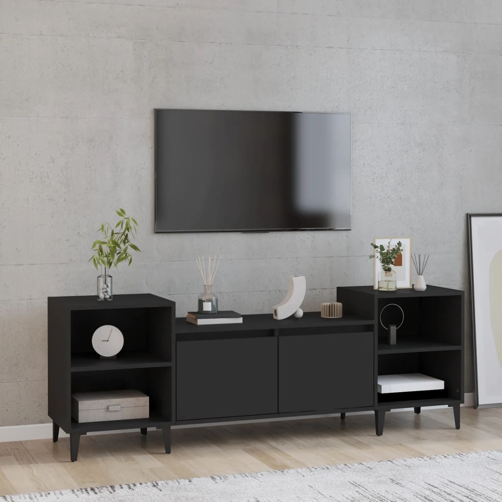 vidaXL fekete szerelt fa TV-szekrény 160x35x55 cm