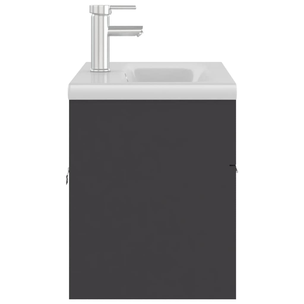 vidaXL szürke forgácslap mosdószekrény beépített mosdókagylóval