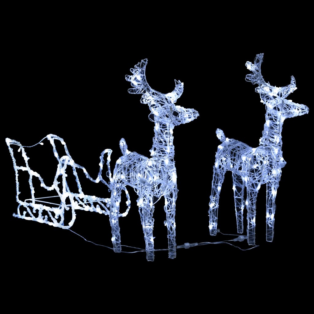 vidaXL akril rénszarvasok és szán karácsonyi dísz 160 LED-del 130 cm
