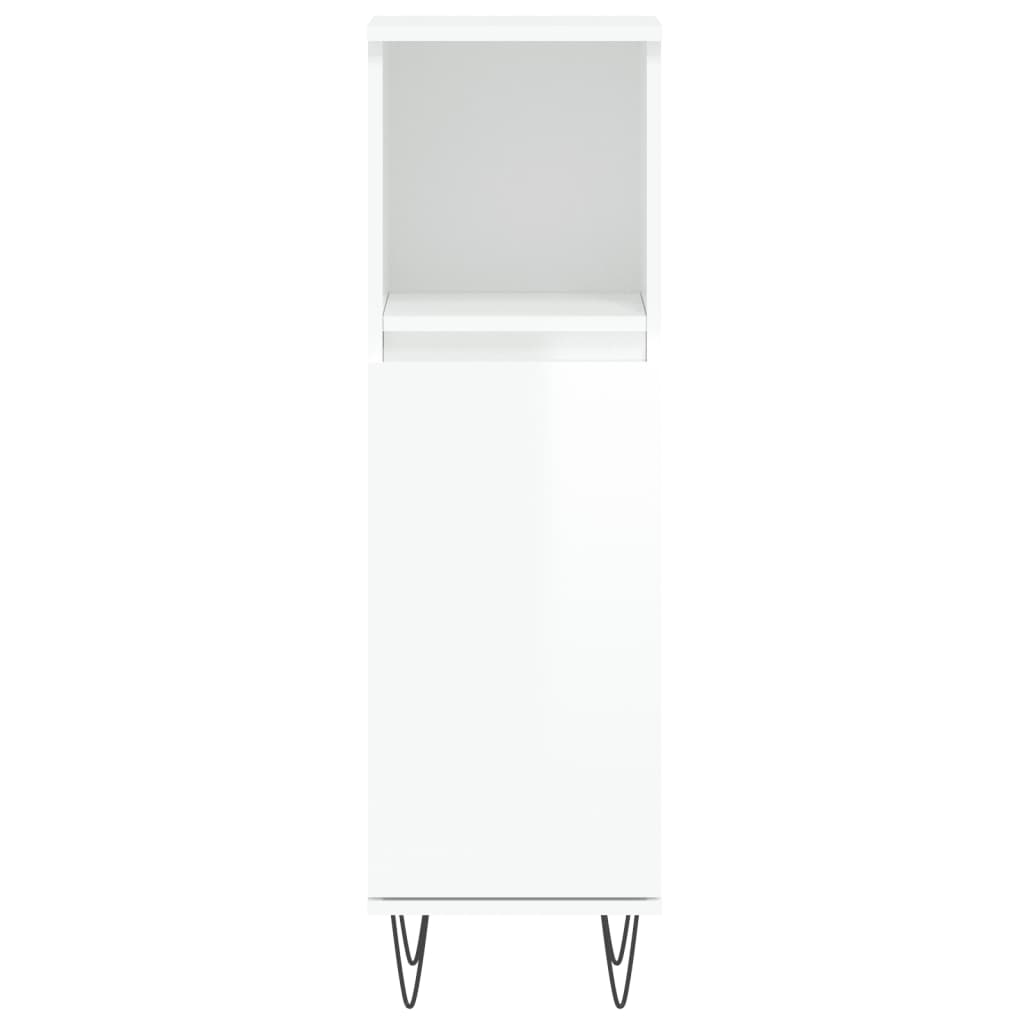 vidaXL 3 részes magasfényű fehér szerelt fa fürdőszobai bútorszett