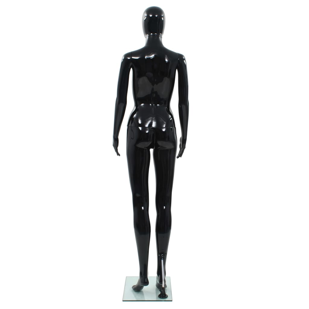 vidaXL fényes fekete, egész alakos női próbababa üvegtalppal 175 cm