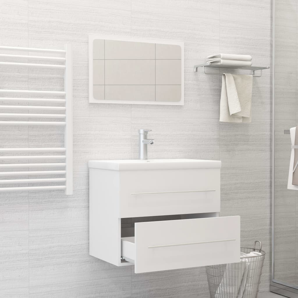 vidaXL 2 részes fehér szerelt fa fürdőszobai bútorszett