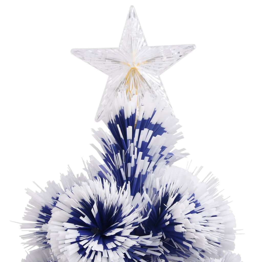 vidaXL fehér és kék száloptikás megvilágított műkarácsonyfa 64 cm