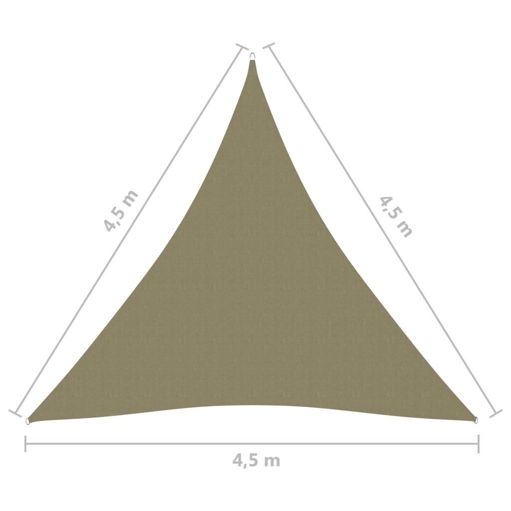 vidaXL bézs háromszögű oxford-szövet napvitorla 4,5 x 4,5 x 4,5 m