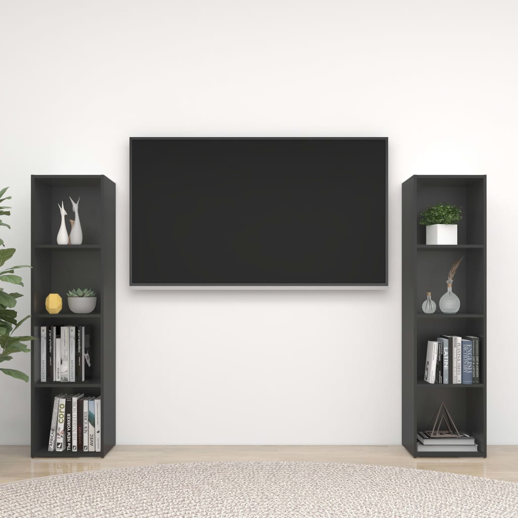 vidaXL 2 db szürke forgácslap TV-szekrény 142,5 x 35 x 36,5 cm