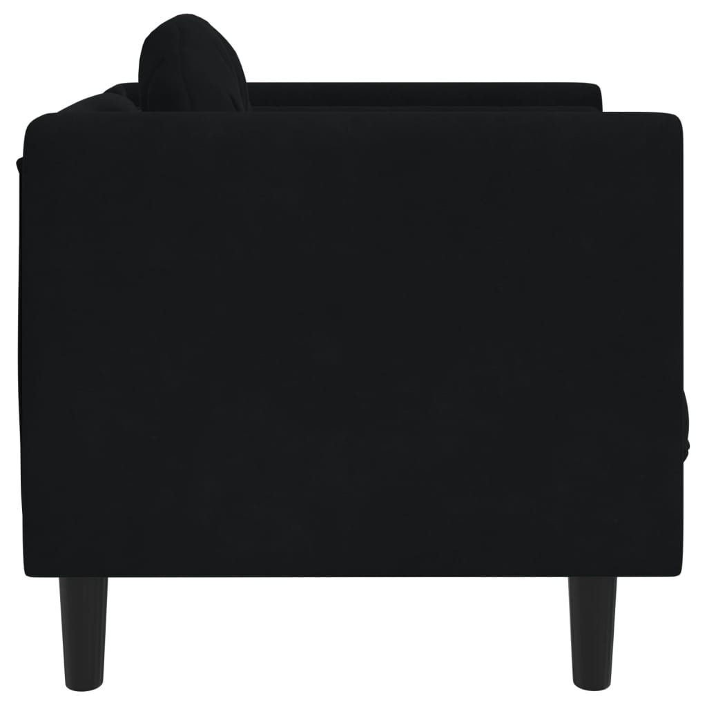 vidaXL fekete bársony kanapéfotel párnával
