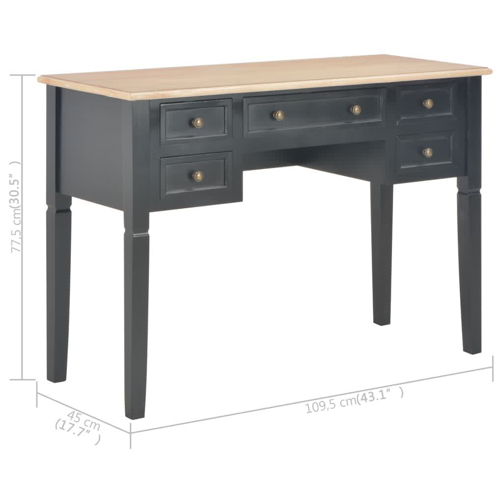 vidaXL fekete fa íróasztal 109,5 x 45 x 77,5 cm