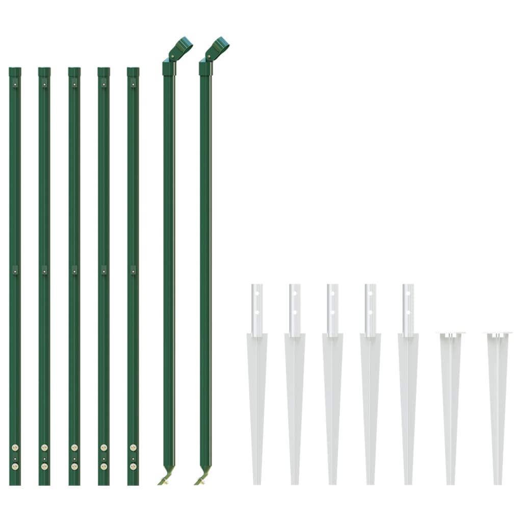 vidaXL zöld dróthálós kerítés cövekekkel 0,8x10 m