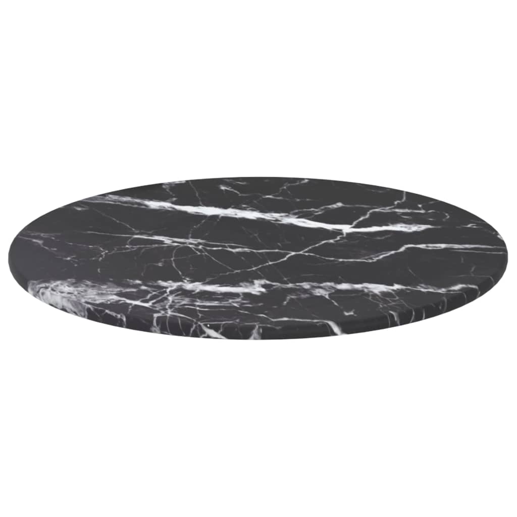 vidaXL fekete edzett üveg asztallap márványdizájnnal Ø30 x 0,8 cm