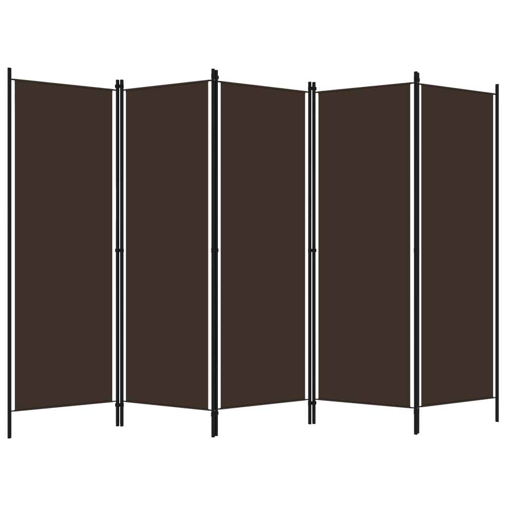 vidaXL barna 5 paneles paraván 250 x 180 cm