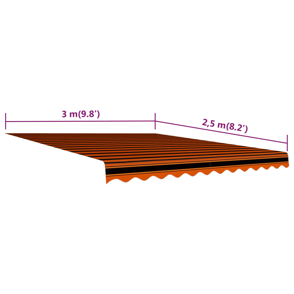 vidaXL narancssárga és barna vászon napellenző tető 300 x 250 cm