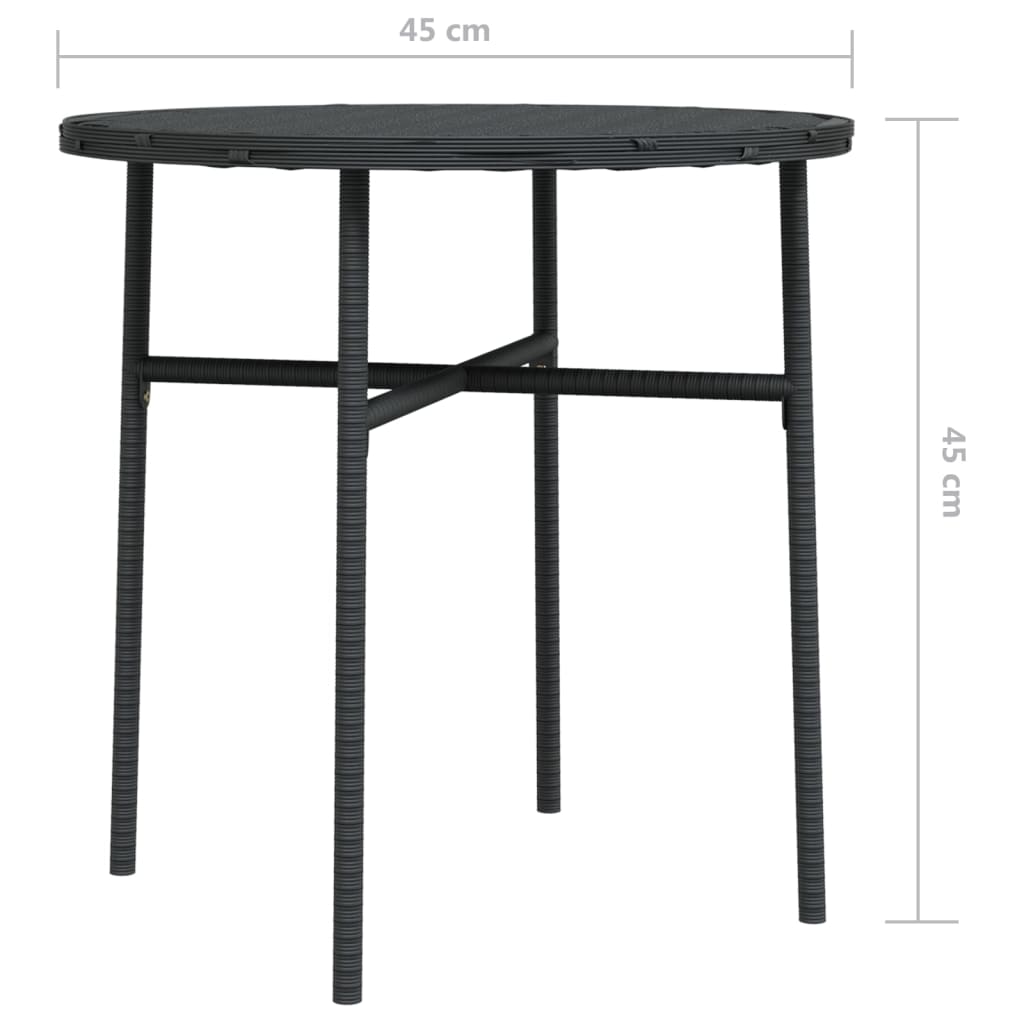 vidaXL fekete polyrattan teázóasztal 45 cm