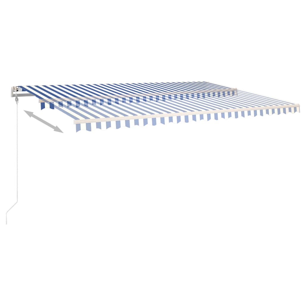 vidaXL kék és fehér kézzel kihúzható napellenző póznákkal 5 x 3,5 m