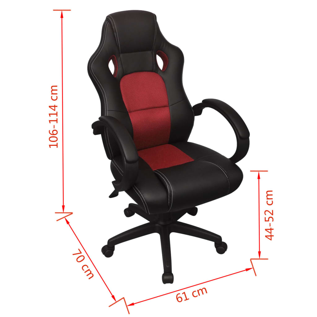 vidaXL vezetői versenyautó műbőr irodai szék piros