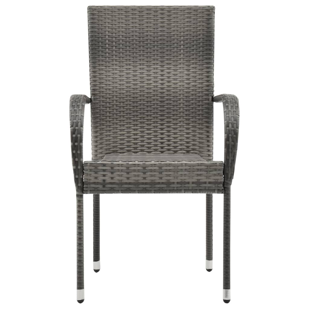 vidaXL 6 db szürke rakásolható polyrattan kültéri szék