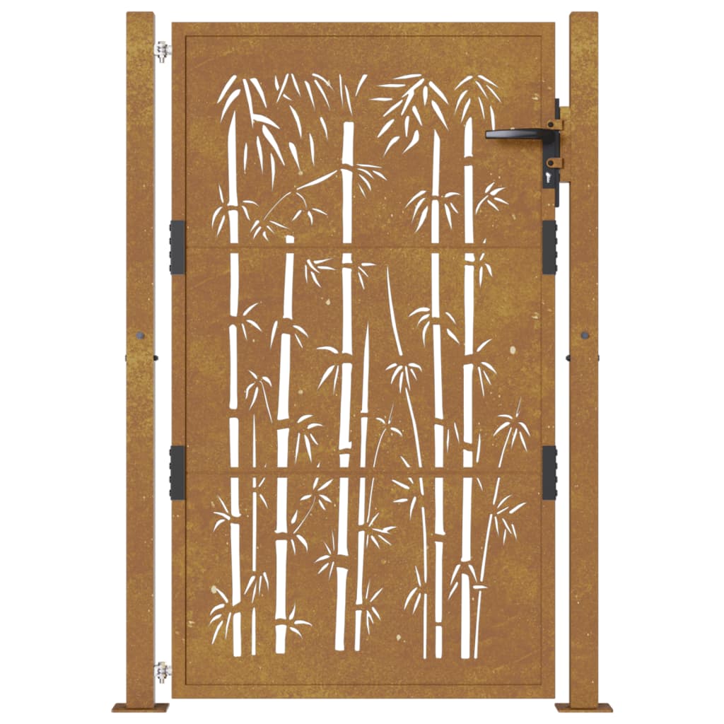 vidaXL bambuszmintás corten acél kerti kapu 105 x 130 cm