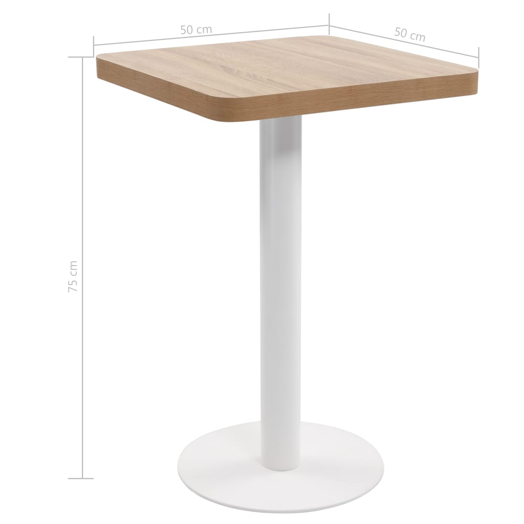 vidaXL világosbarna MDF bisztróasztal 50 x 50 cm