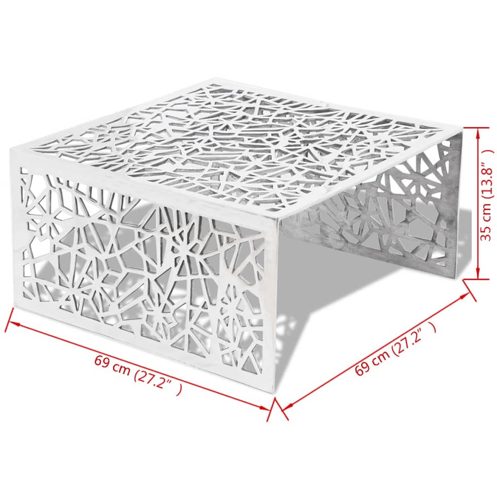 vidaXL ezüstszínű alumínium dohányzóasztal geometrikus dizájnnal