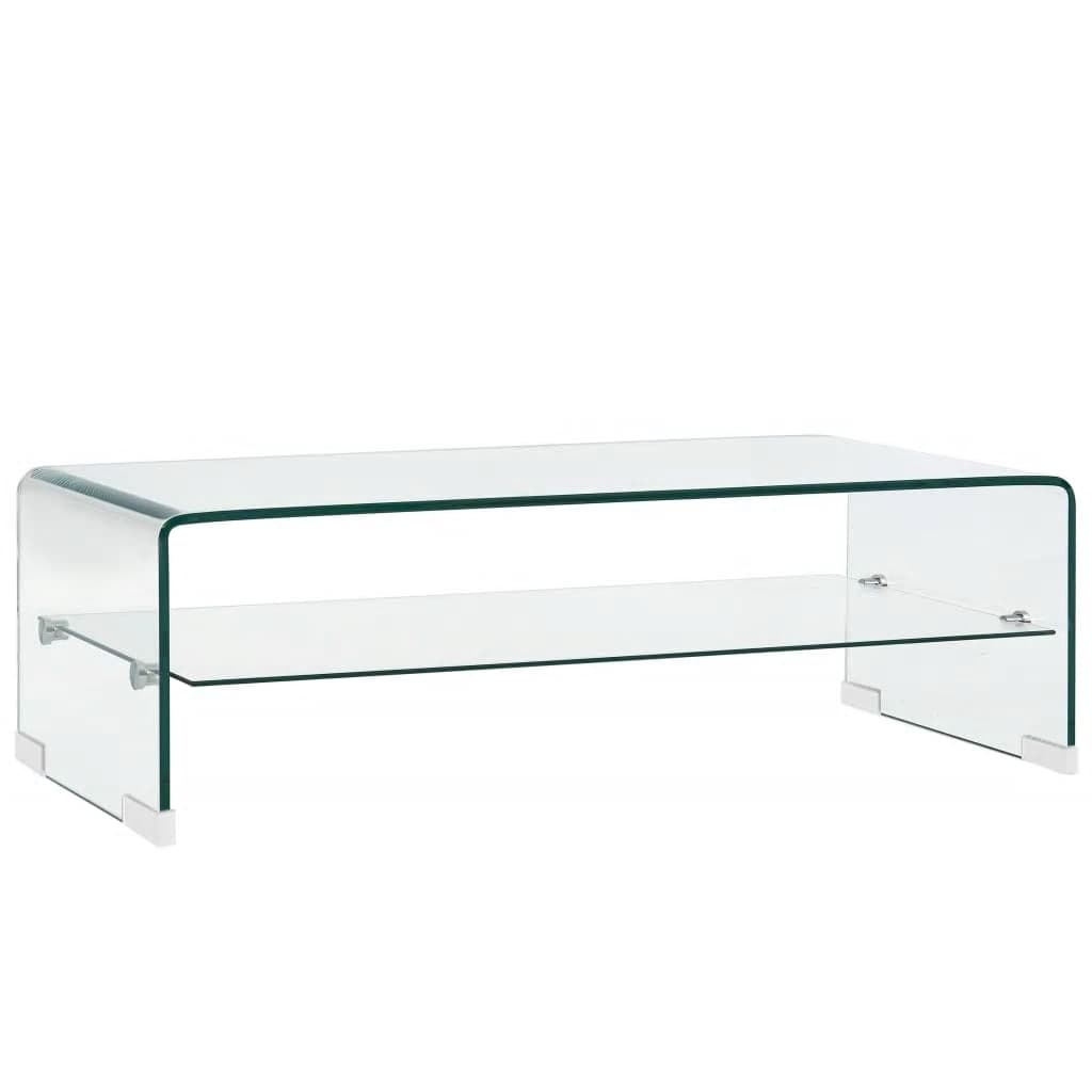vidaXL átlátszó edzett üveg dohányzóasztal 98 x 45 x 31 cm