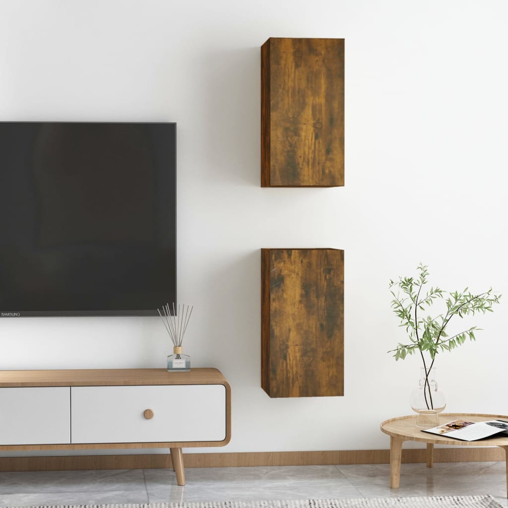 vidaXL 2 db füstös tölgy színű szerelt fa TV-szekrény 30,5x30x60 cm