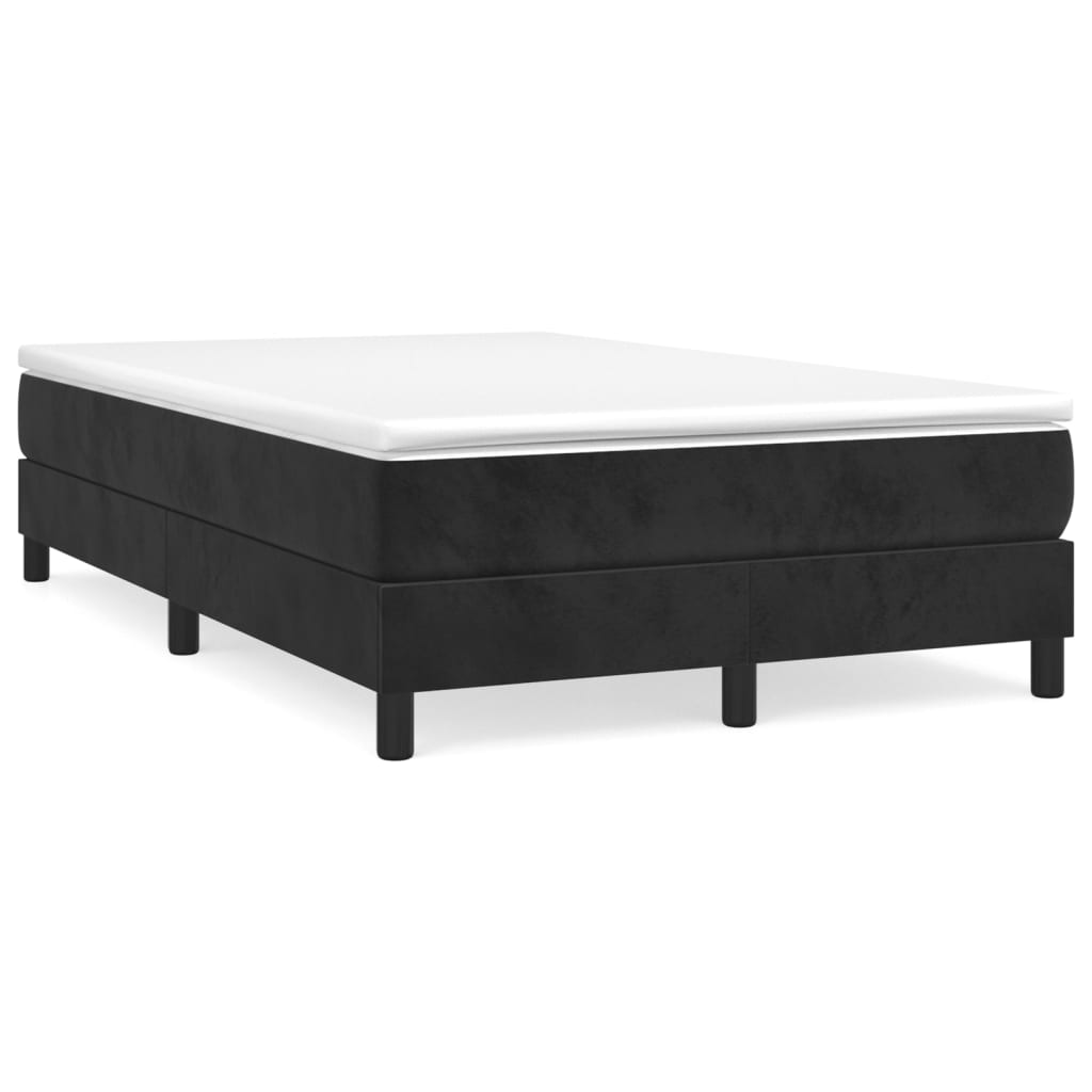 vidaXL fekete bársony rugós ágy matraccal 120 x 200 cm