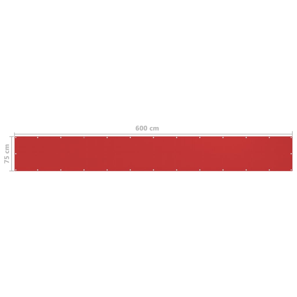 vidaXL piros HDPE erkélytakaró 75 x 600 cm