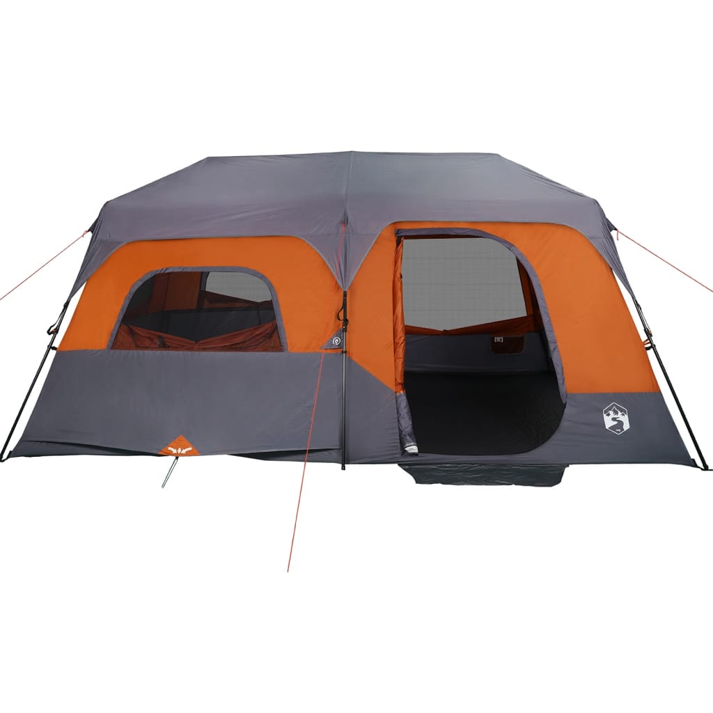 vidaXL 9 személyes szürke-narancs gyorskioldó vízálló családi sátor