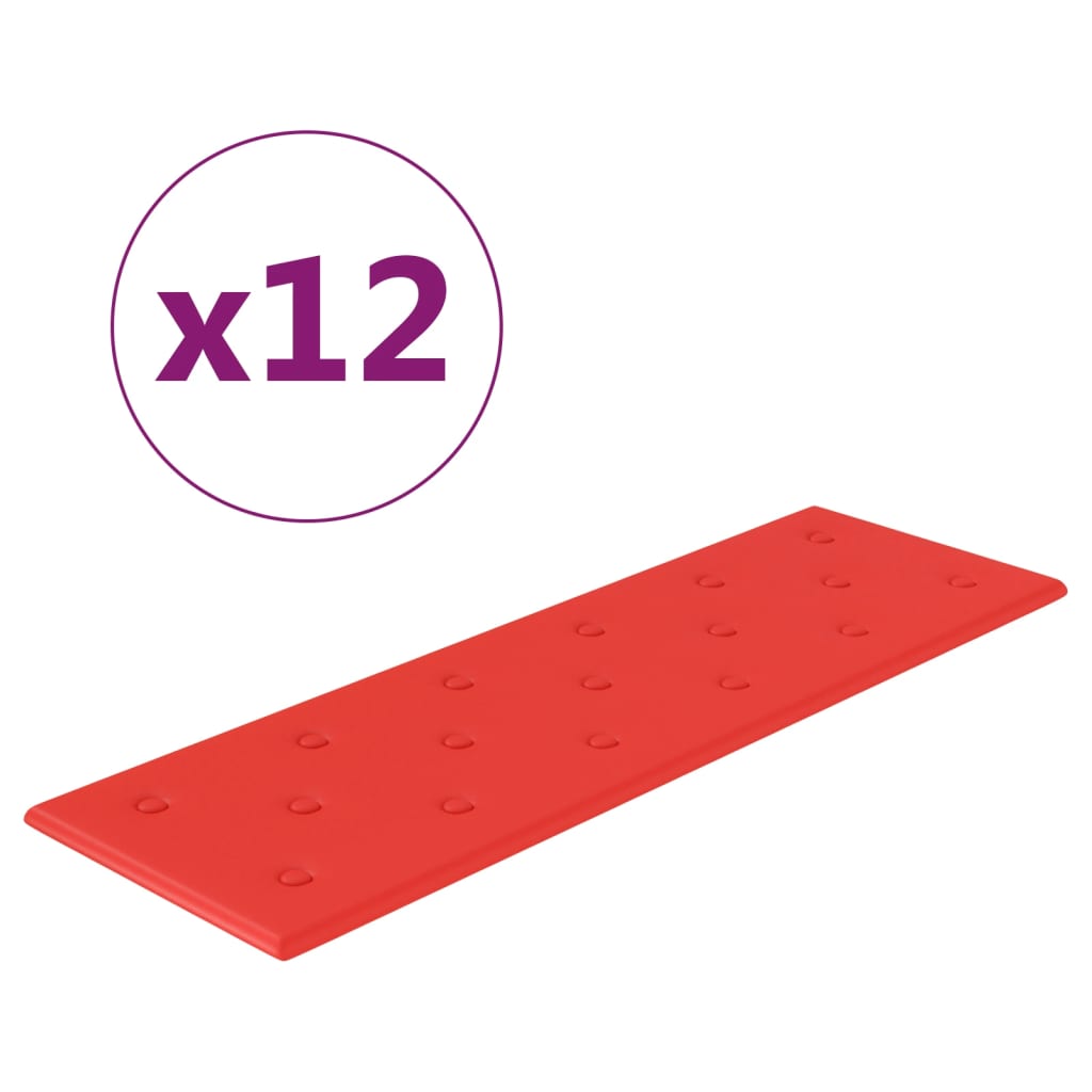 vidaXL 12 db piros műbőr fali panel 90 x 30 cm 3,24 m²