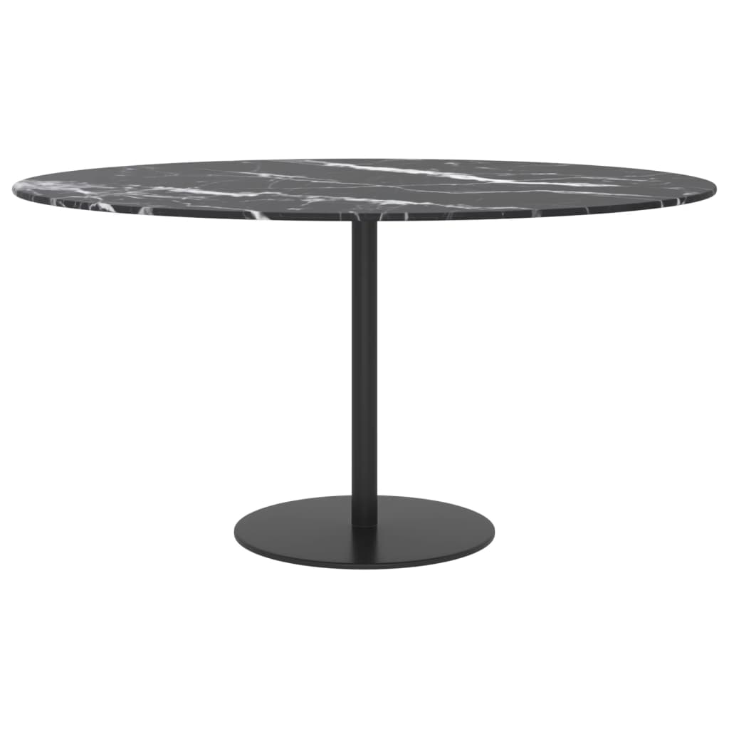 vidaXL fekete edzett üveg asztallap márványdizájnnal Ø80 x 1 cm