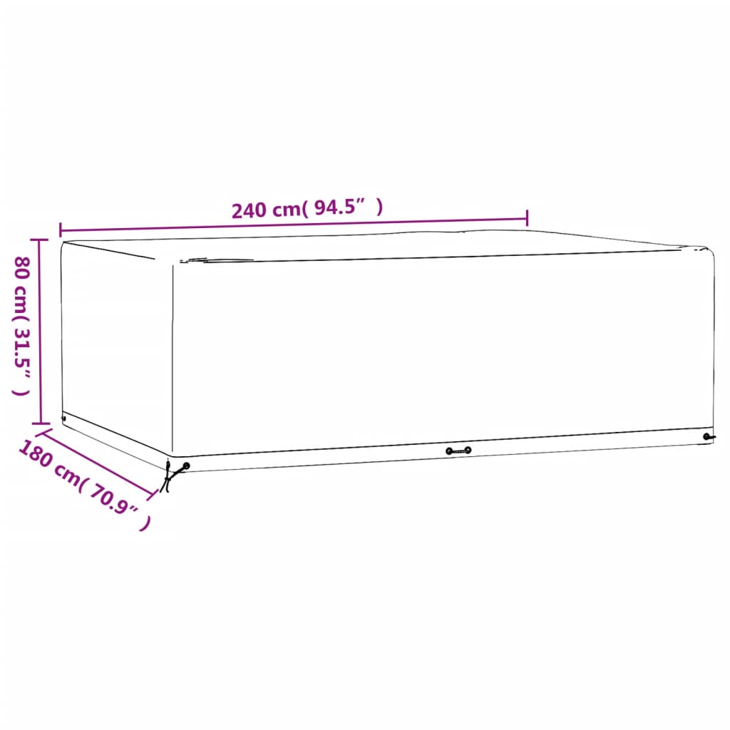 vidaXL 2 db téglalap alakú kerti bútorhuzat 12 fűzőlyukkal 240x180x80
