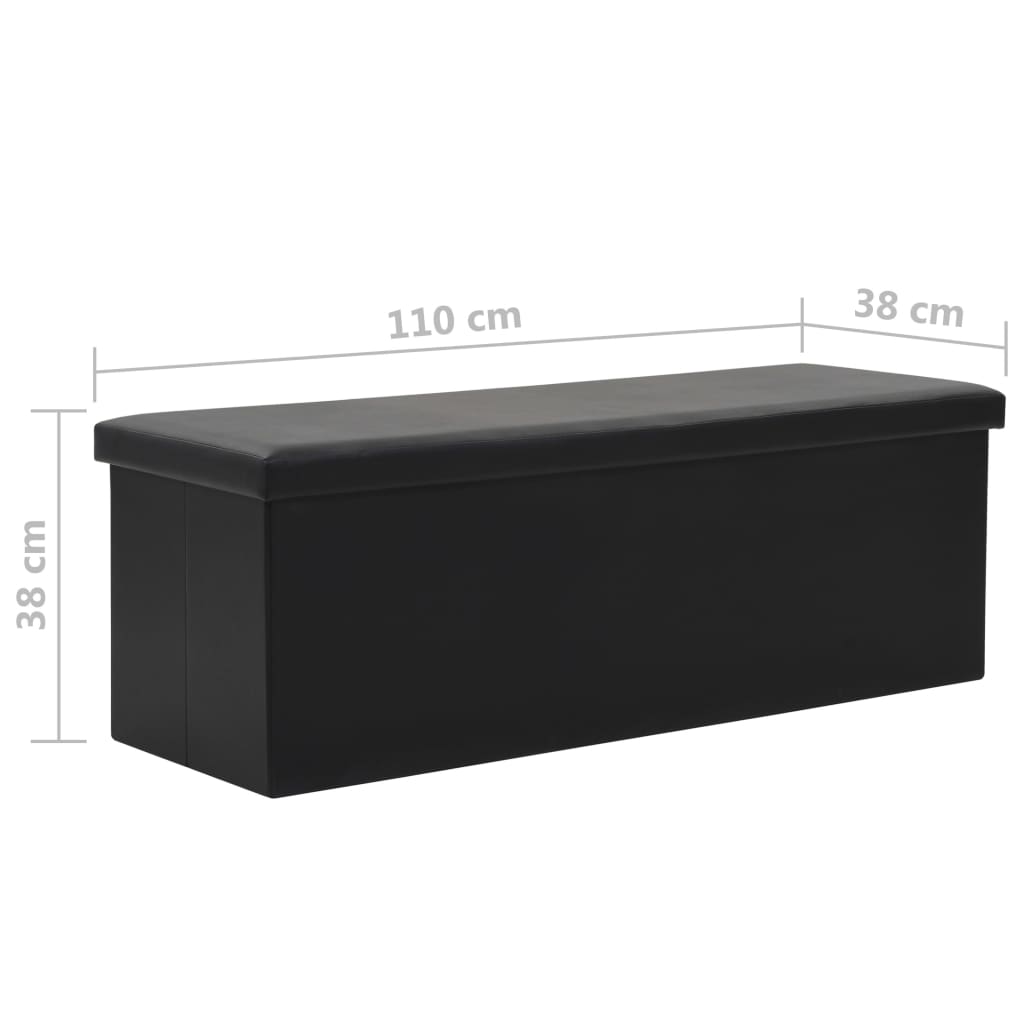 vidaXL fekete műbőr összecsukható tárolópad 110 x 38 x 38 cm