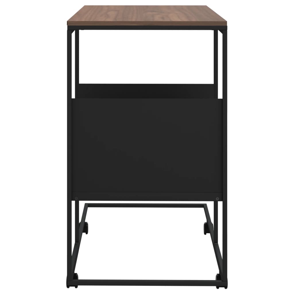 vidaXL fekete szerelt fa kisasztal kerekekkel 55x36x63,5 cm