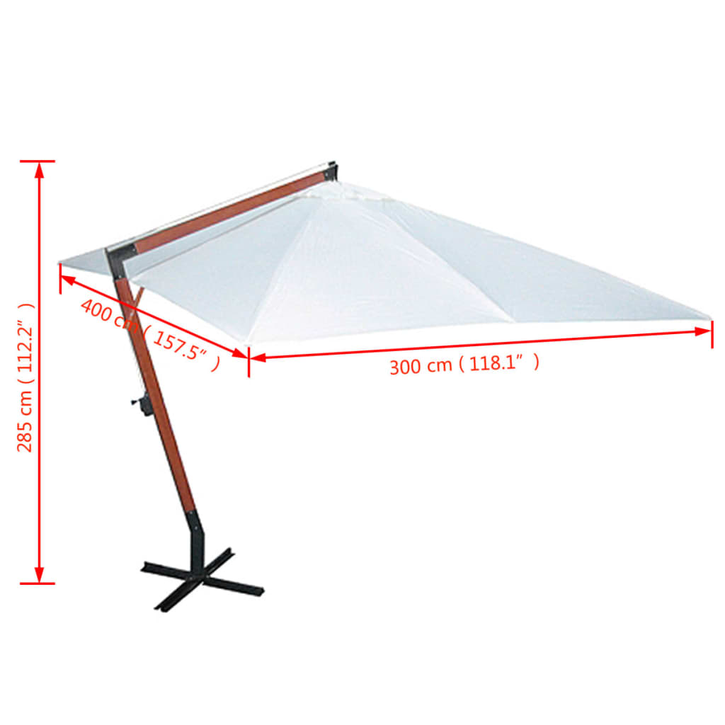 vidaXL fehér napernyő 300 x 400 cm