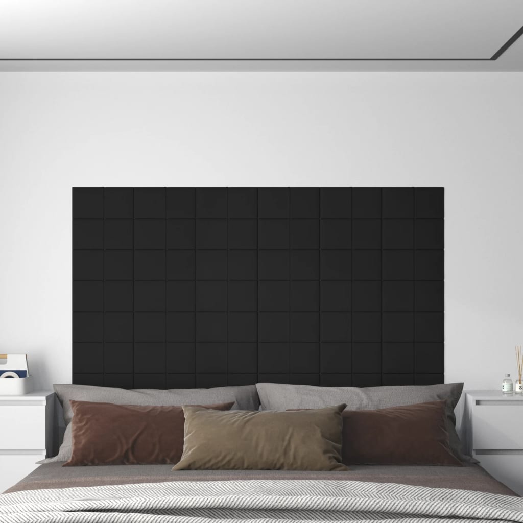 vidaXL 12 db fekete bársony fali panel 30 x 15 cm 0,54 m²