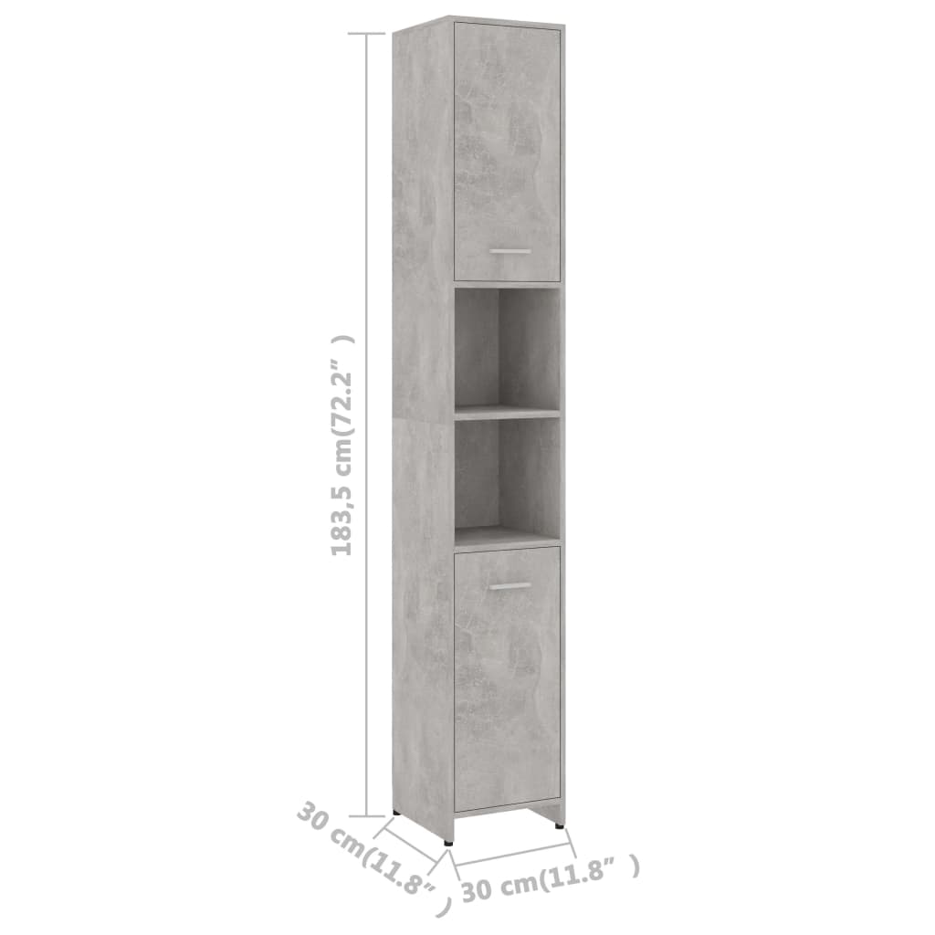vidaXL 3 részes betonszürke forgácslap fürdőszobai bútorszett