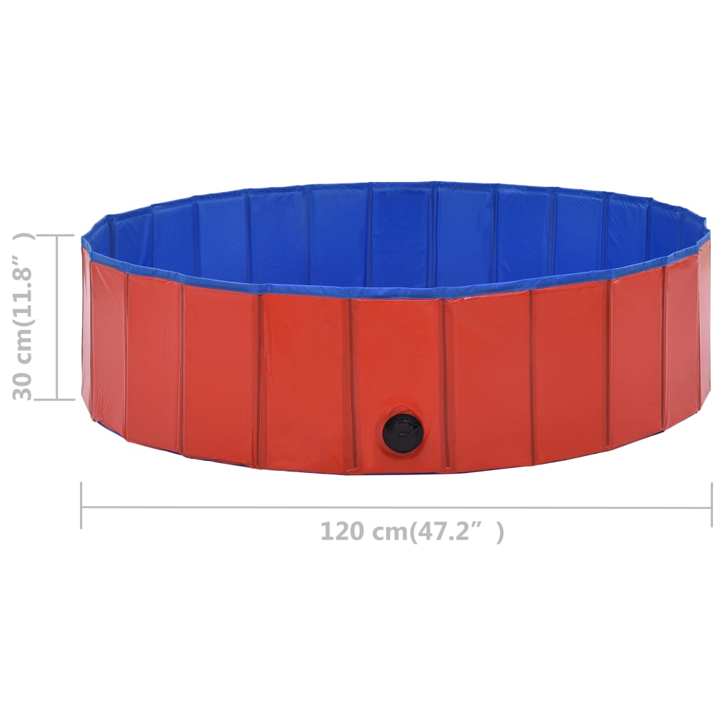 vidaXL összehajtható piros PVC kutyamedence 120 x 30 cm