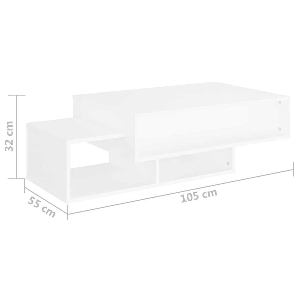 vidaXL fehér forgácslap dohányzóasztal 105 x 55 x 32 cm