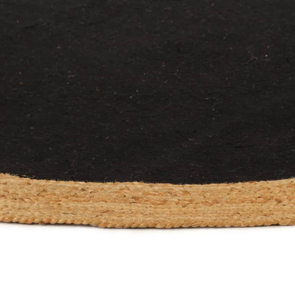 vidaXL fekete és természetes színű fonott juta-pamut kisszőnyeg 90 cm