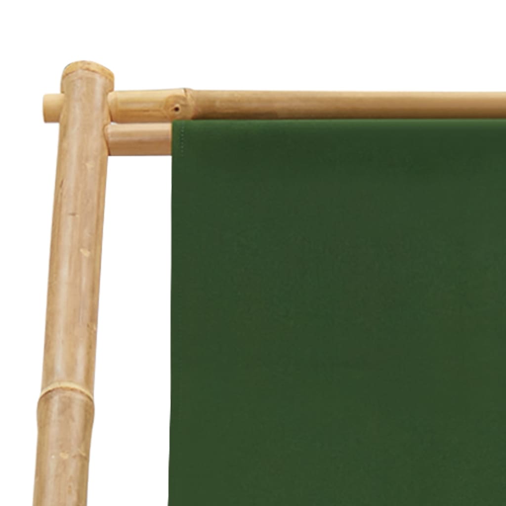 vidaXL zöld bambusz és vászon napozószék