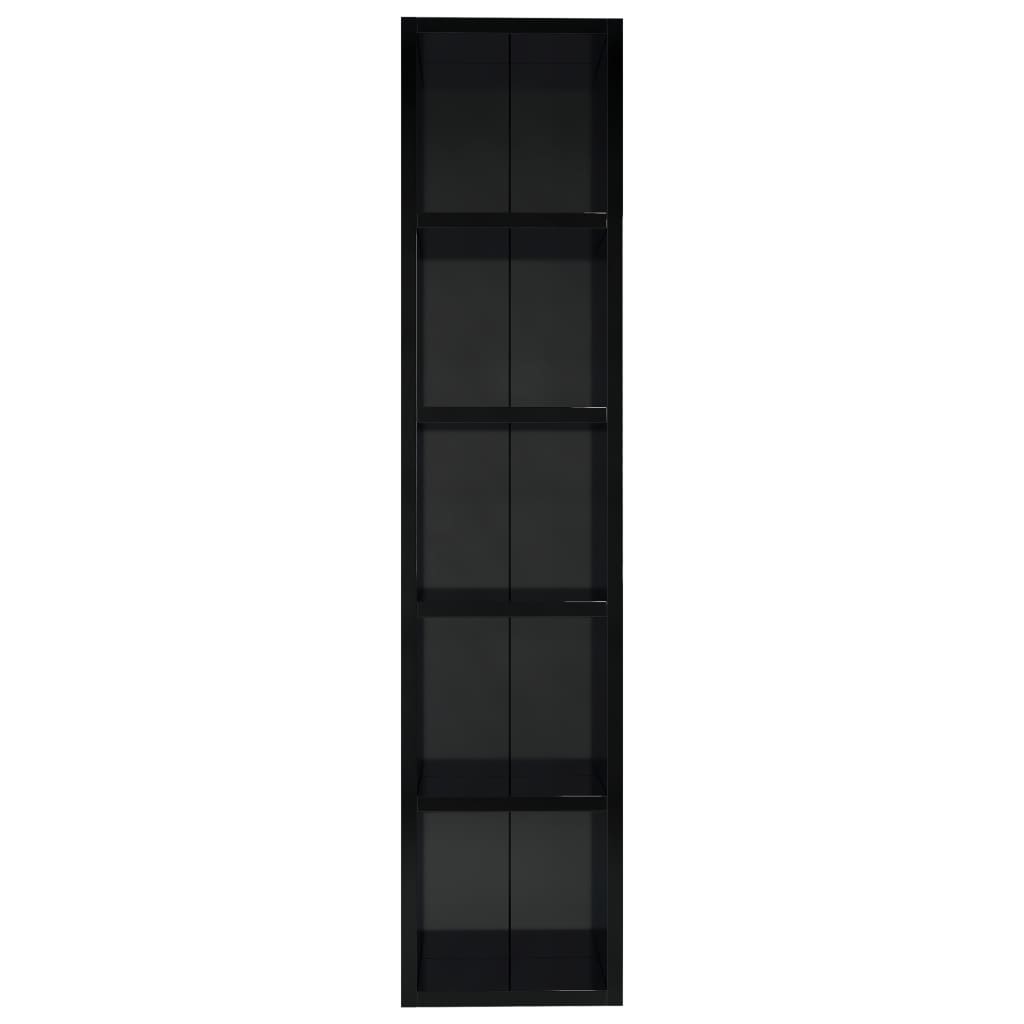 vidaXL magasfényű fekete forgácslap CD-szekrény 21 x 16 x 93,5 cm