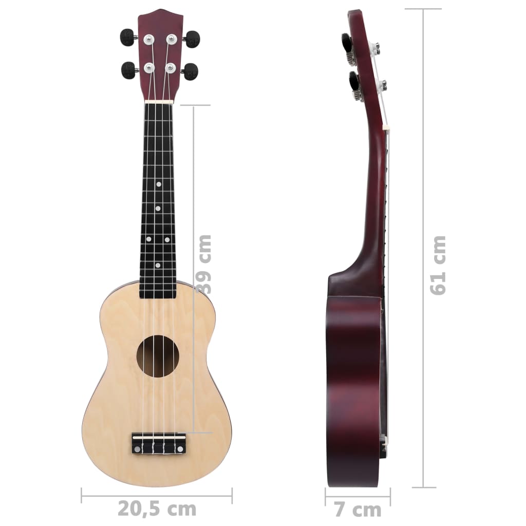 vidaXL természetes soprano ukulele készlet táskával gyerekeknek 23"