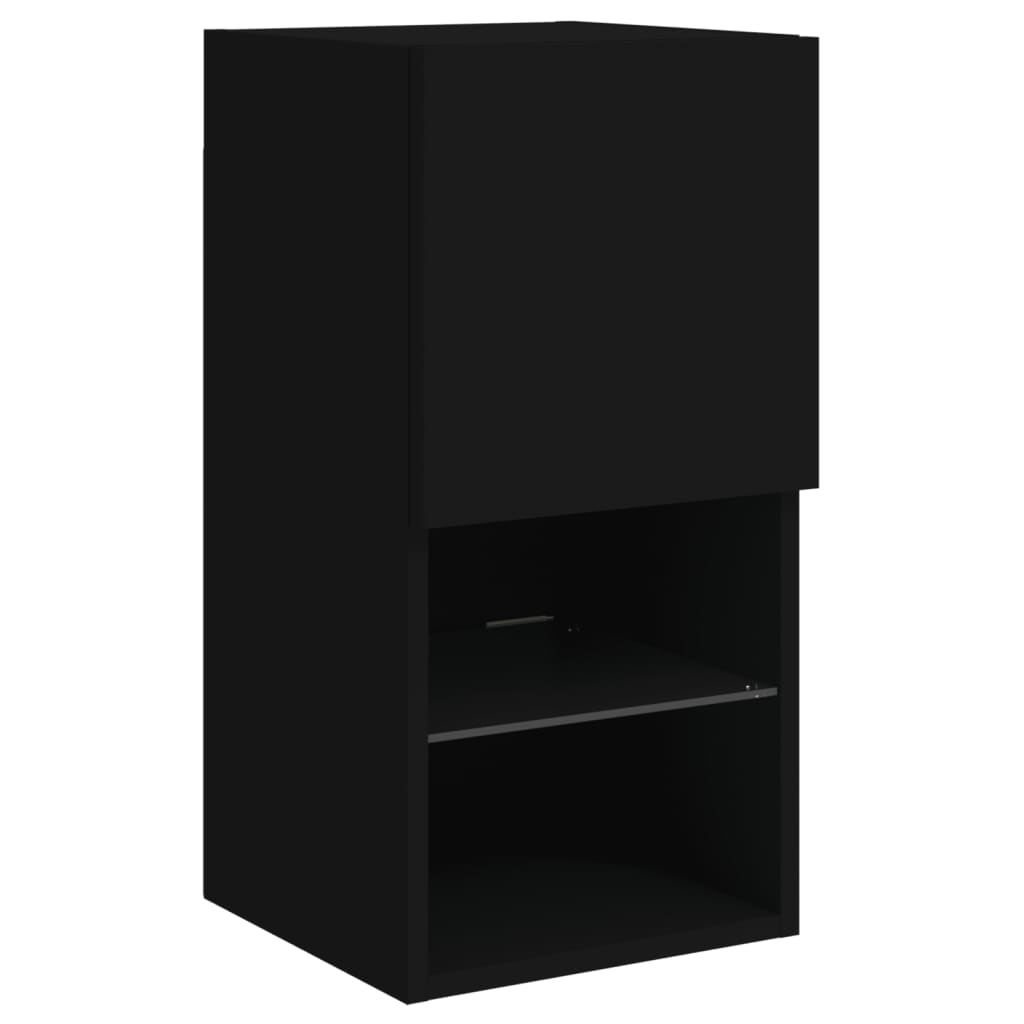 vidaXL 8 darab fekete szerelt fa fali TV-bútor LED-del