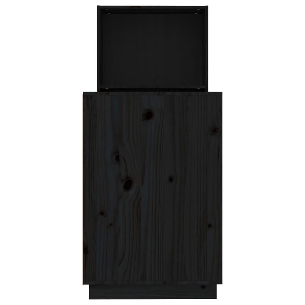 vidaXL fekete tömör fenyőfa íróasztal 110x53x117 cm