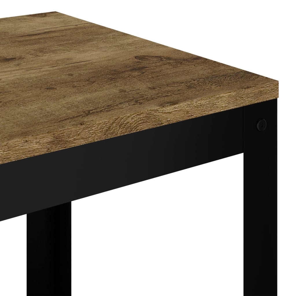vidaXL sötétbarna és fekete MDF és vas kisasztal 40 x 40 x 45 cm