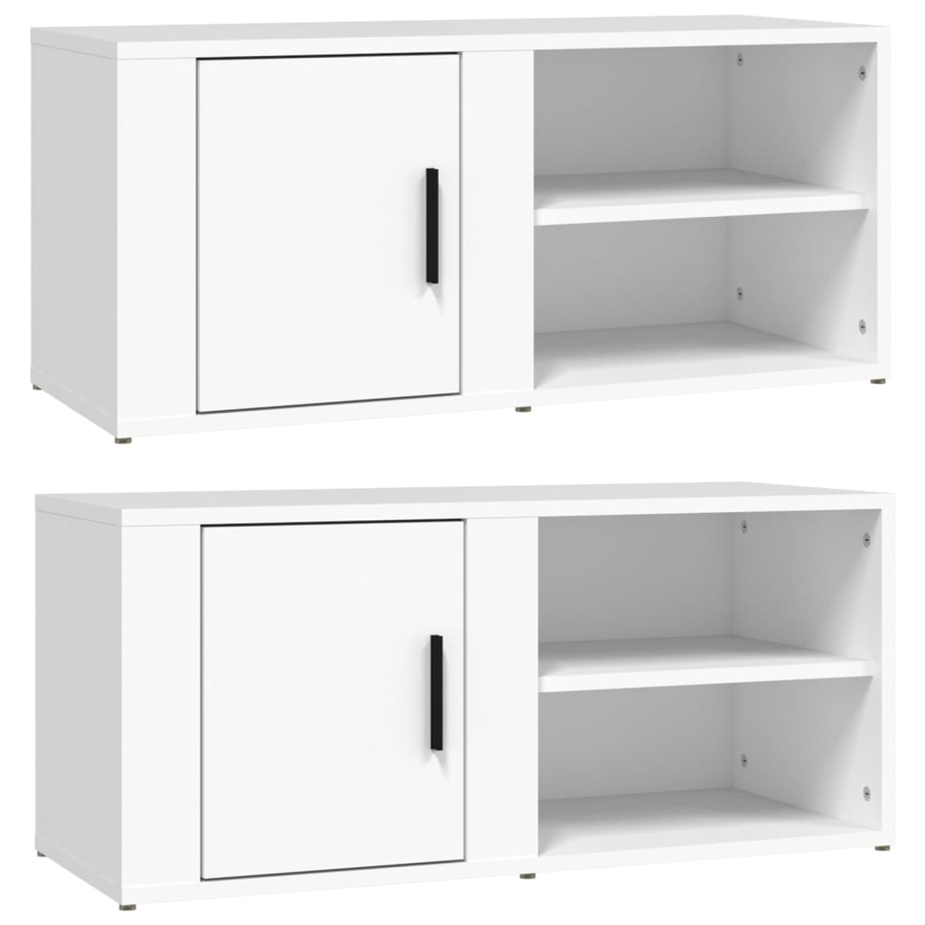 vidaXL 2 db fehér szerelt fa TV-szekrény 80 x 31,5 x 36 cm
