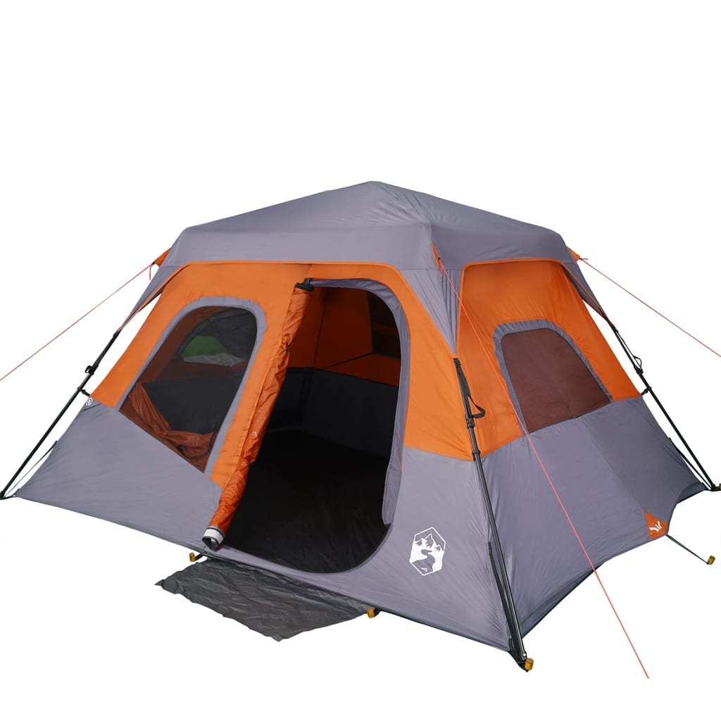 vidaXL 6 személyes szürke-narancs gyorskioldó vízálló családi sátor
