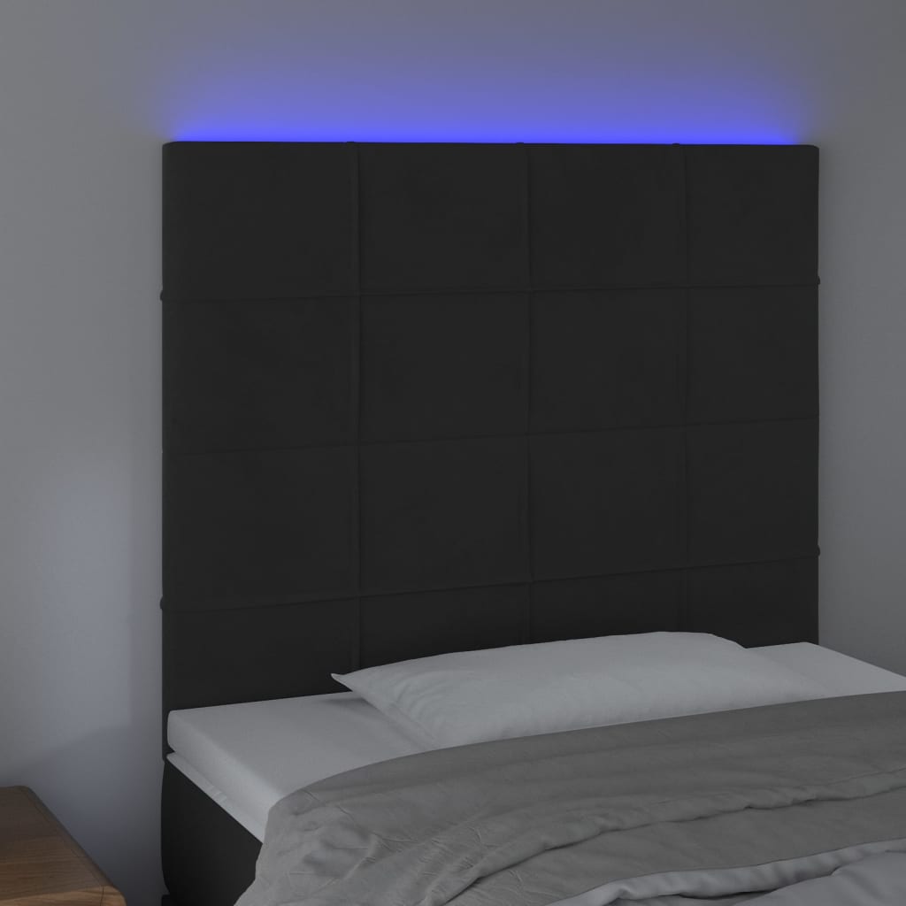 vidaXL fekete bársony LED-es fejtámla 100x5x118/128 cm